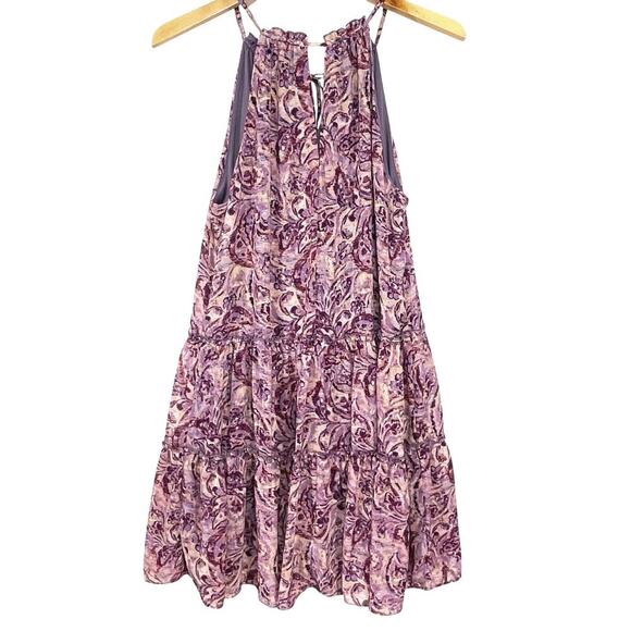 ANTHROPOLOGIE DREW Women’s Purple and Tan Paisley Mini Dress medium - Picture 4 of 5